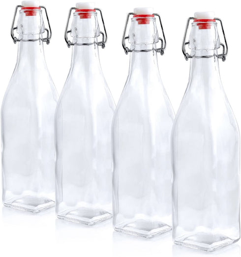 Estilo Glass Swingtop Bottles, 4, Clear