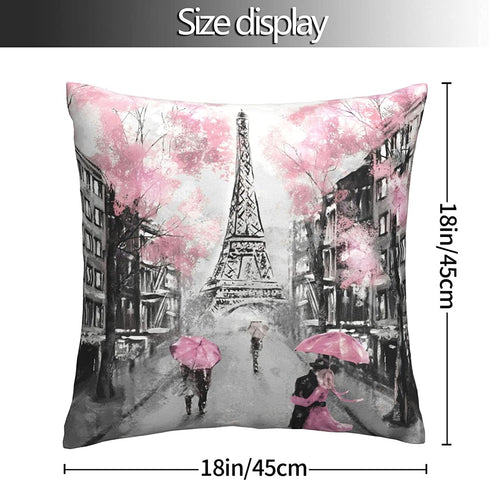 Eiffel Tower Throw Pillow Covers Square Cushion Couch Pillows Case for Bed Sofa Living Room Decorative 18" x18"
