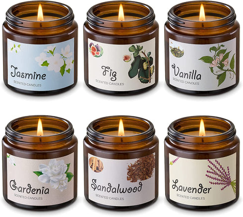 Scented Candles, Soy Wax Candles Gift Set, Jar Candles for Women, Premium Long Lasting Aromatherapy Candles for Home Birthday Holiday Party, 6 Pack