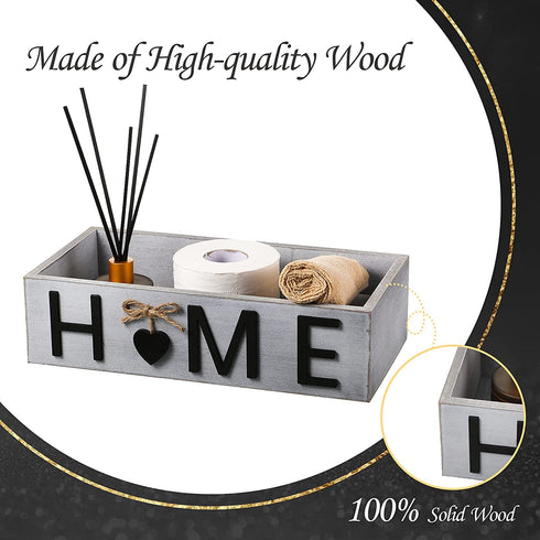Bathroom Decor Box Toilet Paper Storage Box Bathroom Wood Tank with Home Sign Rustic Paper Holder Box Decor for Farmhouse Home Kitchen Bathroom Countertop Decor (White)