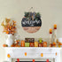 Welcome Sign Front for Door Decoration, 12 in Round Wood Wreaths Wall Hanging Outdoor, Farmhouse, Porch, for Spring Summer Fall All Seasons Holiday Christmas (Black)