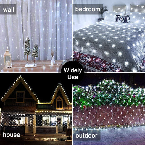 Net Outdoor Mesh Lights,100 LEDs 3.2ft x 4.2ft Connectable Waterproof String Lights for Christmas Halloween,Bushes,Holiday,Party,Garden,Patio Decorations(Cool White)