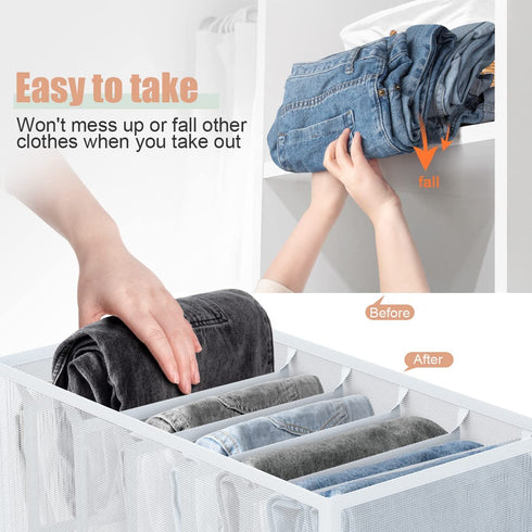 KOTHER Wardrobe Clothes Organizer - 7 Grids Breathable Clothing Organizer for Drawer Closet Wardrobe - Foldable Clothes Compartment Storage Organizer for Adults Kids Baby (Large-2 PCS.)