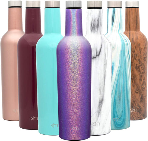 Simple Modern Spirit 25oz Wine Bottle - Double Wall, Vacuum Insulated Wine Bottle with Leak Proof Lid - 18/8 Stainless Steel Shimmer: Kunzite