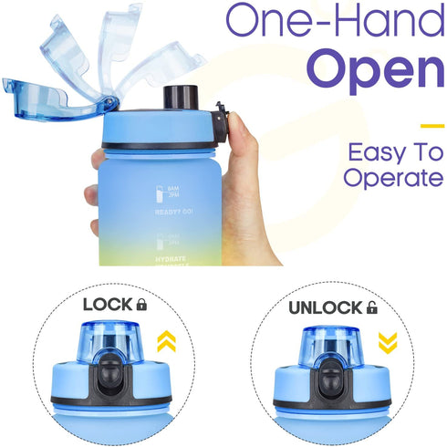Giotto 32oz Motivational Water Bottle with Times & Removable Strainer to drink, Resuable Leakproof BPA Free Sports Water Jug to Remind You Drink More Water