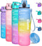 Giotto 32oz Motivational Water Bottle with Times & Removable Strainer to drink, Resuable Leakproof BPA Free Sports Water Jug to Remind You Drink More Water