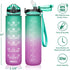 32 oz Water Bottle with Sleeve - BPA Free Leakproof Sport Large 1L Plastic Motivational Water Bottle with Straw & Strap & Insulated Neoprene Holder Carrier Bag Great Xmas Gift for Kids Women Men