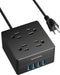 Power Strip, SUPERDANNY 4-Outlet 4-USB Surge Protector, 5 Ft Extension Cord, 900 Joules, Overload Switch, Grounded, Mountable, Desktop Charging Station for Home, Office, School, Dorm, Computer, Black