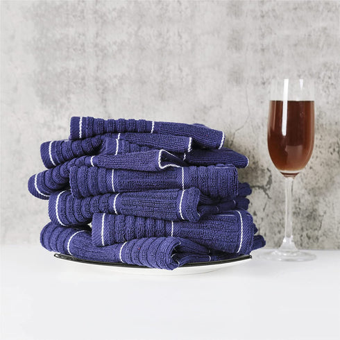 Glynniss Kitchen Towels and Dishcloths Set, Four Kitchen Dish Towels 16x26 Inches, Four Absorbent Dish Cloths for Washing Dishes 12x12 Inches, Cleaning and Drying for Everyday Use Pack of 8 (Blue)