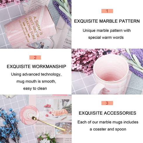 Sister Coffee Mug A Sister Is Gods Way of Making Sure We Never Walk Alone Cup Coffee Mug Birthday Gifts for Sister In Law from Sister Brother Sister Sis Mug 14 Ounce Pink with Gift Box Spoon Coaster