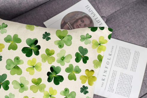 4TH Emotion Spring St. Patrick's Day Throw Pillow Covers Farmhouse Cushion Case for Sofa Couch 18 x 18 Inches Polyester Linen Set of 4