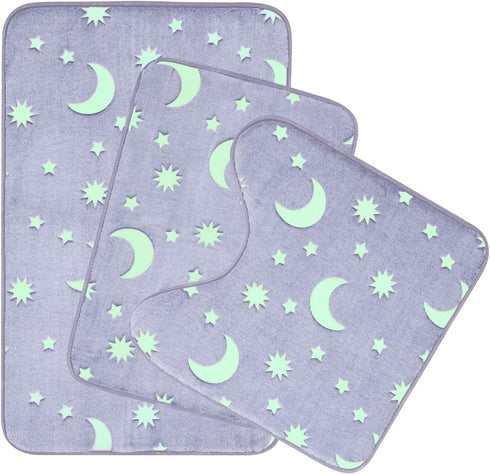 Nuovoo 3 Piece Bathroom Rug Set, 20"x32" Bath Rugs with U Shaped Contour Toilet Mat and Non-Slip Rugs