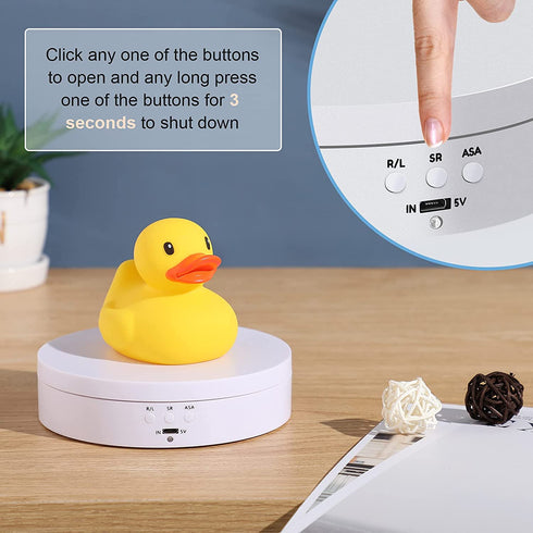 Hicarer Rotating Display Stand 360 Degree Motorized Rotating Display Spinner Turntable Display Stand with USB Power Cable for Photography Products and Shows (White)