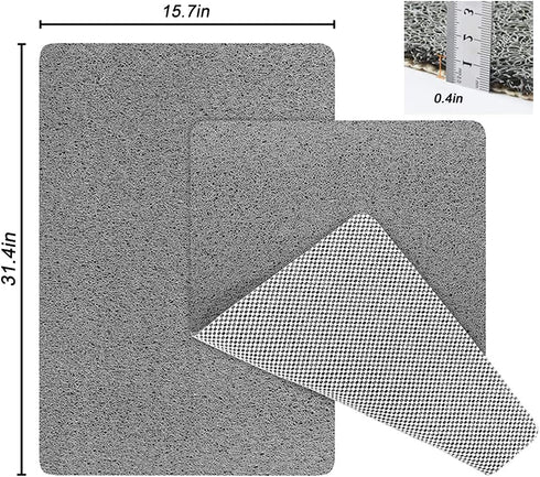 ROIMOE Non-Slip Shower Mat Bathtub Mat with Drain Soft on Feet PVC Loofah Shower for Bathroom Wet Area Quick Drying No Suction Cup Comfort Shower Rugs Bathroom Accessories Grey 32—16 HG-W02-1