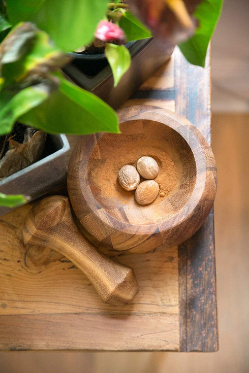 FRESCORR Gourmet Wooden Mortar and Pestle Grinder for Herbs, Spices and Kitchen Usage, | Handmade Mortar and Pestle - 3.5 inches (Acacia Wood)
