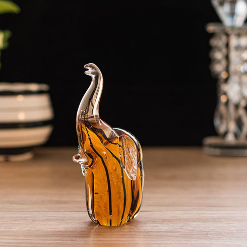 LONGWIN Hand Blown Art Glass Sculpture Glass Elephant Animal Figurine Home Decoration Ornament