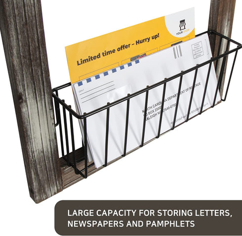 J JACKCUBE DESIGN Wall Mounted Rustic Wood Mail and Key Holder, Entryway Mail Storage Floating Organizer with 5 Key Hooks for Hallway Front Door Living Room Garage Office - MK641A