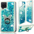 ZASE Samsung Galaxy A12 Clear Case Liquid Glitter Sparkle Bling Compatible w/Galaxy A12 6.5 inch 2021 Cute Girls Women Protective Flexible Cover Floating Quicksand w/Phone Ring Stand (Teal Blue)