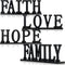 4 Pieces Love Faith Hope Family Wood Word Sign Black Wooden Cutout Letter Table Sign Rustic Letter Tabletop Decorations Freestanding Wood Sign for Home Room Fireplace Table Centerpiece Decoration