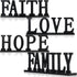 4 Pieces Love Faith Hope Family Wood Word Sign Black Wooden Cutout Letter Table Sign Rustic Letter Tabletop Decorations Freestanding Wood Sign for Home Room Fireplace Table Centerpiece Decoration