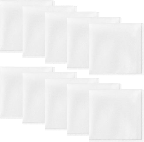 10 PCS Pocket Squares, Suit Silk Handkerchief For Men & Boys (White)