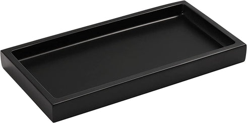Luxspire Bathroom Vanity Tray, Resin Dresser Jewelry Ring Dish Tank Storage Kitchen Sink Countertop Organizer Plate Holder for Perfume Candles Soap Towel Plant Bathroom Accessories, Mini, Ink Black