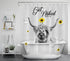 EOBTAIN Get Naked Highland Cow Shower Curtain Farmhouse Animal with Sunflowers Yellow Floral Funny Bull Grey Western Cattle Modern Bathroom Curtain Easy Care 69x70Inches Waterproof Fabric 12 Hooks