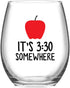 Gtmileo Teacher Wine Glass - It's 3:30 Somewhere 15Oz Stemless Wine Glass - Unique Gifts for Preschool, Elementary, High School Teacher, Professor - Teacher Appreciation Gift
