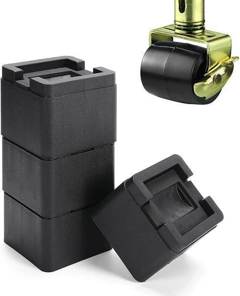 VIVIJASON 3 inch Bed Risers Black Heavy Duty Furniture Riser Supports up to 2200lbs Stackable Square Lift for Casters Wheels Sofa Couch Table and Chair, Set of 4