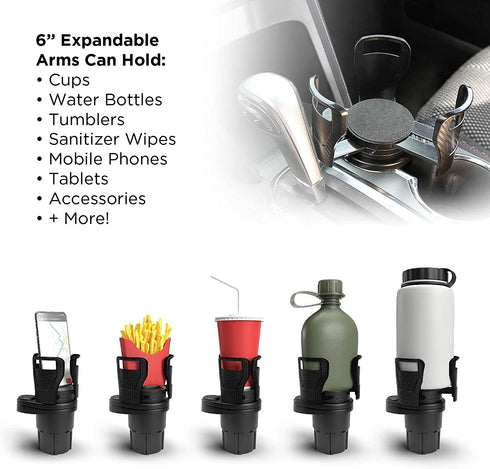 Limitless Dual CupStation - 2-in-1 Expandable Cup Holder with 360° Rotating Base Black