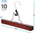 High-Grade Wooden Pants Hangers with Clips 10 Pack Non Slip Skirt Hangers, Smooth Finish Solid Wood Jeans/Slack Hanger with 360° Swivel Hook - Pants Clip Hangers for Skirts, Slacks - Clamp Hangers