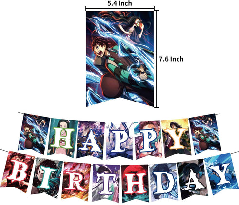 Danghe Japanese Anime Birthday Party Decorations 46 Pcs Manga Favors Japanese Anime Party Supplies with 1 Birthday Banner, 1 Cake Topper, 24 Cupcake Toppers, 20 Balloons