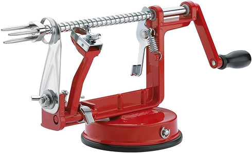 Apple Peeler Corer, Long lasting Chrome Cast Magnesium Alloy Apple Peeler Slicer Corer with Stainless Steel Blades and Powerful Suction Base for Apples and Potato(Red)