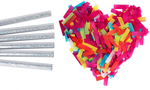 Battife Confetti Wands 7Pack Colorful Tissue Paper Confetti Flick Flutter Sticks for Wedding Celebrations, Anniversary, Birthday, Multi-Color, 14 inch