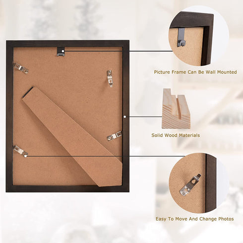 Picture Frame 8 x 10in Black Wood Poster Frame, Display Pictures 5 x 7 with Mat for 8 x 10 with Mat, Wall Gallery Photo Frames, 4 Pack