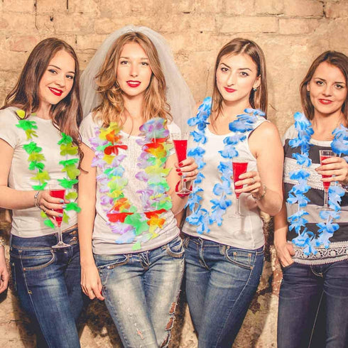FunToy Hawaiian Leis 50 Counts Tropical Hawaii Luau Flower Lei for Adults and Kids Party Decorations