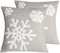 Afirmly 18x18,Cotton Christmas Blessing Throw Pillow Cover for Bed Sofa Cushion Car Snowflake Embroideried Pillowcases ,1pair Grey