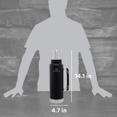 Stanley Classic Vacuum Insulated Wide Mouth Bottle, 1.5 qt - BPA-Free 18/8 Stainless Steel Thermos for Cold & Hot Beverages Keeps Liquid Hot or Cold for Up to 24 Hours