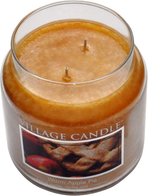 Village Candle Warm Apple Pie Large Glass Apothecary Jar Scented Candle, 21.25 oz, Brown