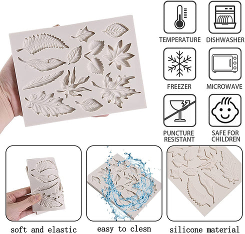 Maple Leaf Fondant Silicone Molds, Chocolate Candy 3D Leaf Silicone Cake Decoration Mold for Wedding, Birthday, Christmas, Halloween, Mother's Day, Cupcake Topper,Polymer Clay Molds