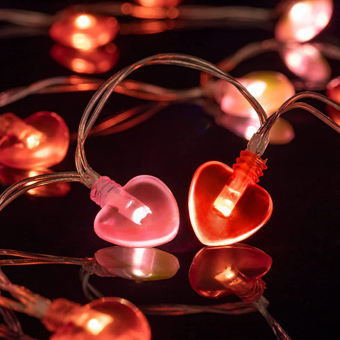 Valentine's Day Heart String Lights, 11ft 8Modes 30LED Red and Pink String Light Battery Operated with Remote, Timing Function Valentines Decoration Light String for Bedroom Wedding Anniversary Party