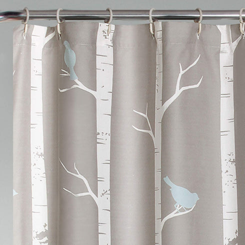Lush Decor Bird on The Tree Shower Curtain, 72" x 72", Gray/Blue