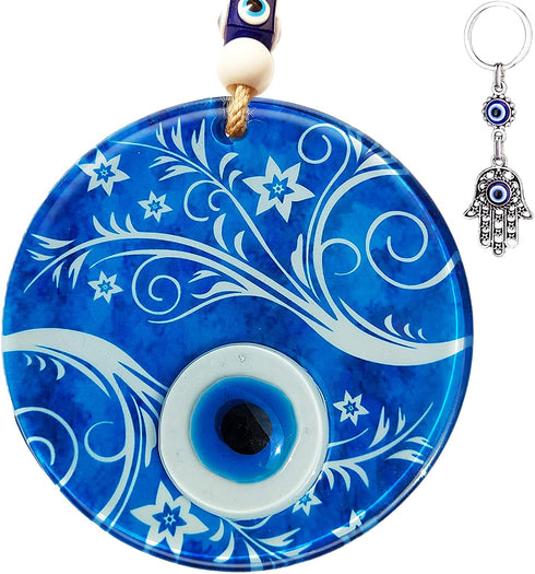 MC.HOMIES 4.7'' Evil Eye Wall Decor & Gift Hamsa Hand Evil Eye Keychain - Evil Eye Decorations for Home - Evil Eye Turkish and Greek Decor - Wall Home Decor Amulet (Flower Pattern)