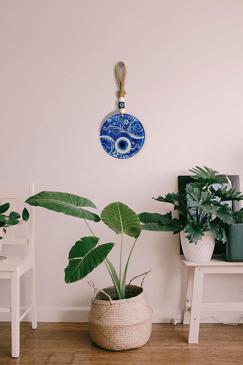 MC.HOMIES 4.7'' Evil Eye Wall Decor & Gift Hamsa Hand Evil Eye Keychain - Evil Eye Decorations for Home - Evil Eye Turkish and Greek Decor - Wall Home Decor Amulet (Flower Pattern)
