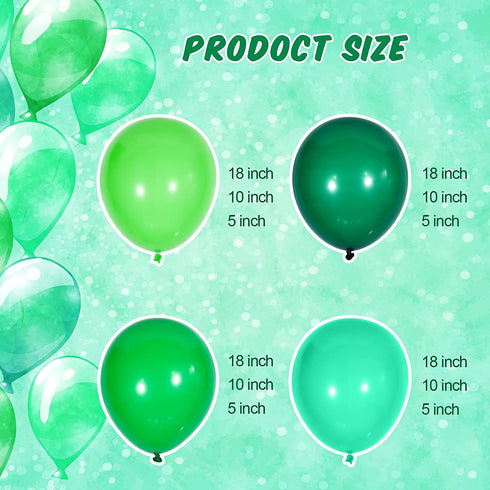 168 Pack 18/10/5 Inches Wedding Latex Balloons Different Size Garland Arch Kit Balloons for Wedding Birthday Party Decorations (Gradient Green)