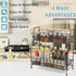 Yancorp Spice Rack Organizer for Countertop 2 Tier Bathroom Shelf Organizer with 4 Hooks Standing Storage Rack for Kitchen Bathroom Bedroom and Office (Black)