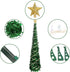 HAKACC 5 FT Christmas Tree, 2 Flash Modes Artificial Christmas Tree with 5 M LED Light for Home Holiday Party Decorations, Easy Assembly, Green