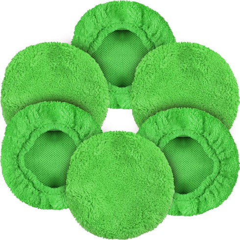 eFuncar Car Windshield Cleaning Tool Bonnets - 6 Pack, 5” Windshield Cleaner Wand Cloths Replacement Pads Thickened Green Coral Fleece Car Window Glass Cleaner Bonnets