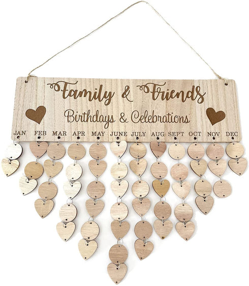 Yeekea Family & Friends Birthday Celebration Reminder Decorative Signs Plaques Anniversary Wall Hanging Calendar