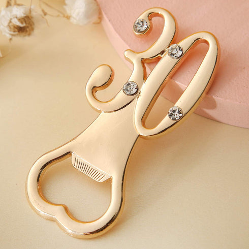 Set of 12 Creative Bottle Openers for 30th Birthday Party Favors or 30th Wedding Anniversary Party Gifts Black and Gold Themed 30 Birthday Party Favors Souvenirs Decorations for Guests (12, Gold 30)